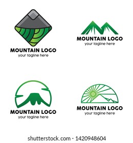 mountain logo vector adventure camp set element