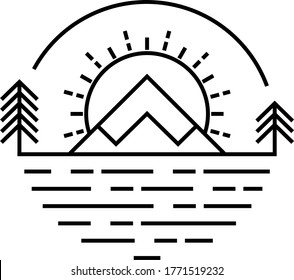 Mountain Logo Vector Art, Wilderness Badge Design.