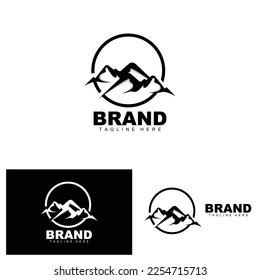 Logo De Montaña, Escalada De Montaña Vectora, Aventura, Diseño Para Escalada, Equipo De Escalada Y Marca Con Logo De Montaña