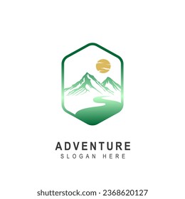 Logo De Montaña, Escalada De Montaña Vectora, Aventura, Diseño Para Escalada, Equipo De Escalada Y Marca Con Ilustración Vectorial Con Logo De Montaña