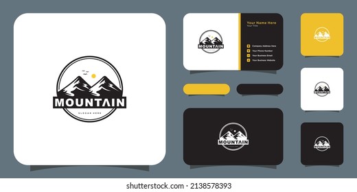 mountain logo vector design and business card