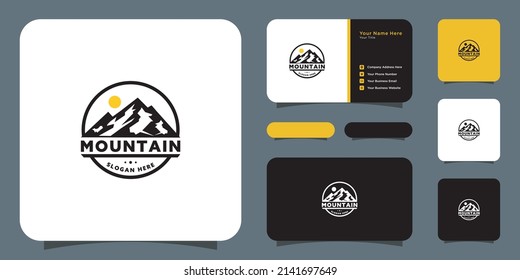 mountain logo vector design and business card