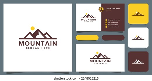 mountain logo vector design and business card