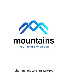 Mountain logo, vector design concept for ski sports, tourism, active leisure