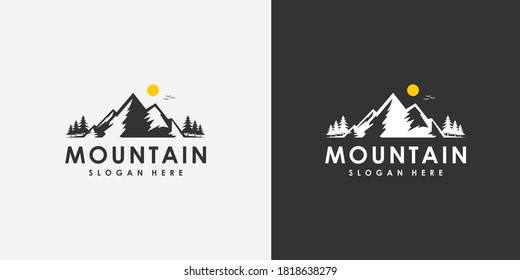 emblema de diseño vectorial de logotipo de montaña