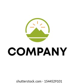 mountain logo vector design . hill sign icon unique