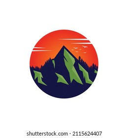 Mountain Logo Vector Design Illustration. Vector graphic for t shirt and other uses.