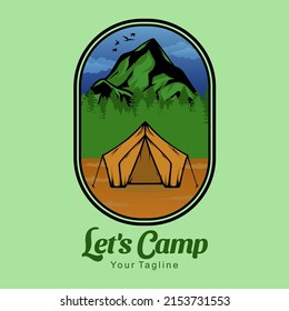 Mountain Logo Vector Design Illustration. Let's Camp