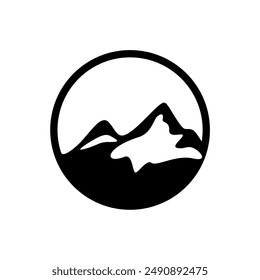 MOUNTAIN LOGO VECTOR DESIGN SILHOUETTE ICON MINIMALIST