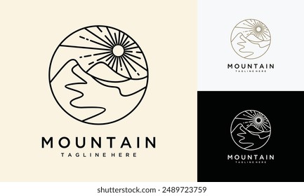 mountain logo vector design template ,mountain logo made in line style	