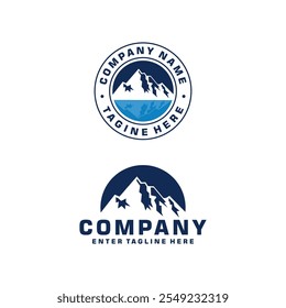mountain logo vector design,mountain logo design with circular emblem,travel,outdoor symbol