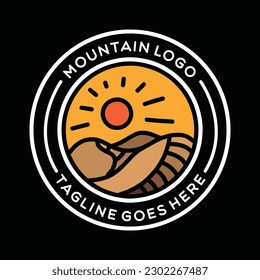 Mountain Logo Vector Graphic Design illustration Retro Vintage Circle Badge Emblem Symbol and Icon