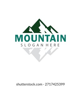 Icono del Vector del logotipo de la montaña para el senderismo de la aventura y el diseño de marca de la exploración