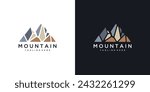 mountain logo vector icon illustration. mountain logo design template elements created with rocks forming a mountain