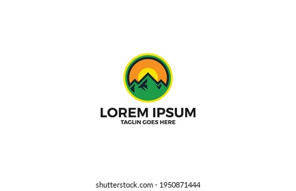 Ilustración del icono del vector del logotipo de montaña