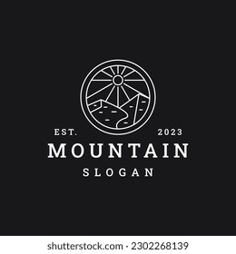 Ilustración de icono del logotipo de montaña hipster vintage retro.