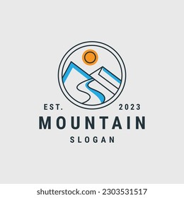 Ilustración de icono del logotipo de montaña hipster vintage retro.