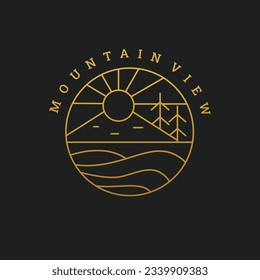 Ilustración de icono del logotipo de montaña hipster retro vintage