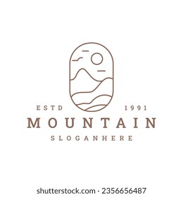 Mountain logo vector icon illustration hipster vintage retro