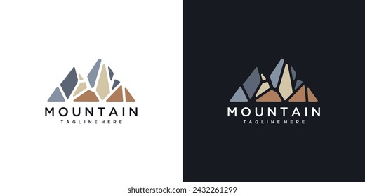 mountain logo vector icon illustration. mountain logo design template elements created with rocks forming a mountain