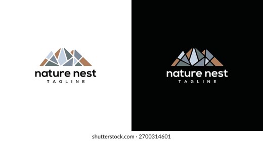 mountain logo vector icon illustration. mountain logo design template elements created with rocks forming a mountain