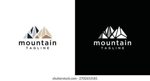 mountain logo vector icon illustration. mountain logo design template elements created with rocks forming a mountain	