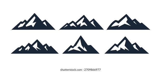 Mountain logo vector icon illustration. Peak mountain snow range silhouette abstract outdoor symbol icon.