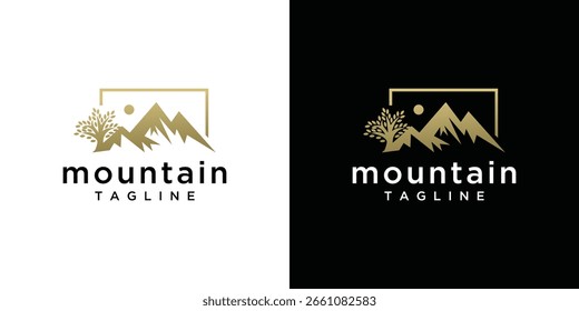Ilustración de icono de Vector de logotipo de montaña. Plantilla de diseño de logotipo de montaña.	