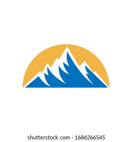 Mountain logo vector illustration. Mountain badge design vector template design. Trendy Mountains logo design vector illustration template for Outdoor Adventure.