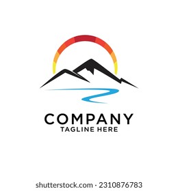 Diseño del vector del logotipo de montaña 