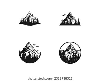 Mountain Logo Vector Illustration, Mountain Logo template, Mountain vector, Mountain set icon