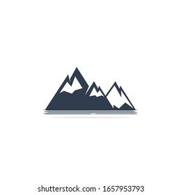 Mountain logo vector illustrations with water wave element.