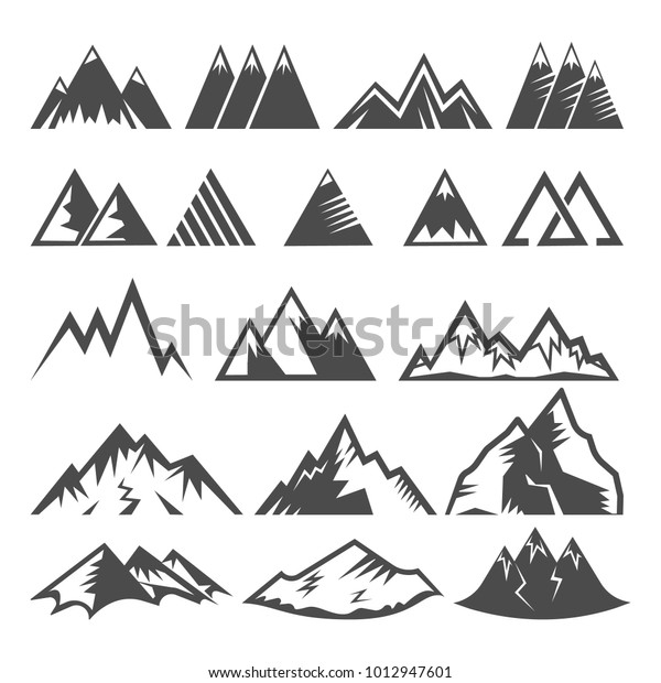 Logo núi vector gắn logo đỉnh núi và thung lũng núi mùa đông leo núi ...