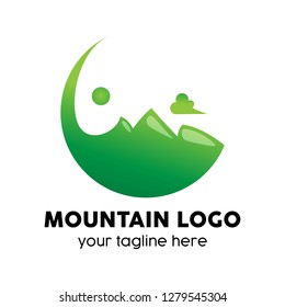 mountain logo vector with nature landscape moder style logo