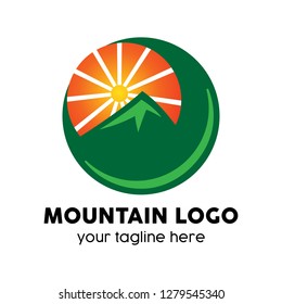 mountain logo vector with nature landscape moder style logo