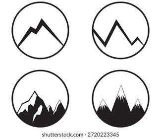  Vector del logotipo de la montaña. Silueta de montaña al aire libre diseño de icono de fondo abstracto