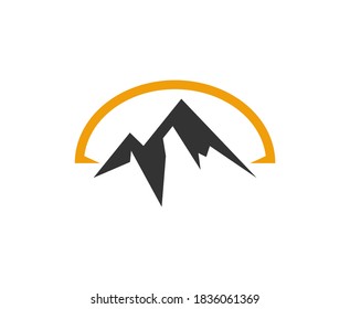 Mountain logo vector rock ice icon 