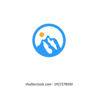Mountain logo vector sun icon blue 
