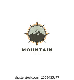 mountain logo vector template with cardinal directions