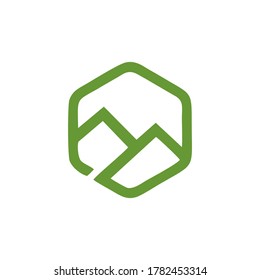 Logo de la montaña - ilustración de la plantilla del logotipo vectorial. Signo de insignia creativa de aventura al aire libre. Elemento de diseño gráfico