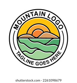 Mountain Logo Vector Vintage Emblem Vector Design badge illustration Symbol Icon