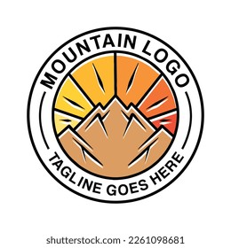 Mountain Logo Vector Vintage Emblem Vector Design badge illustration Symbol Icon