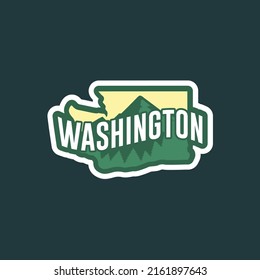 Mountain logo of Washington map. Badge vintage illustration design