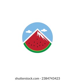 mountain logo, watermelon illustration, vector design