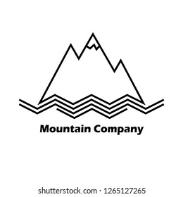 Mountain Logo, Mountain and Wave of Ocean Logo Company, Simple Logo