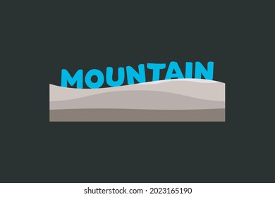 Mountain Logo und Wort Vektorgrafik.  Gebirgslandschaft, Vektordesign