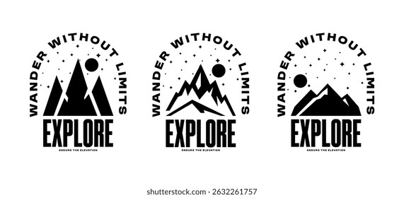 Una Colección de Diseños de montaña en blanco y negro