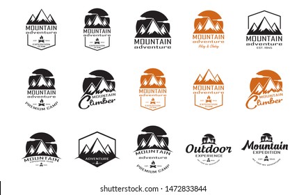Mountain logos. Set of 15 mountain badges for your business. Modern design templates for corporate