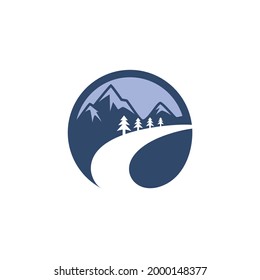 Mountain logos, Simple hill and mountain logo template
