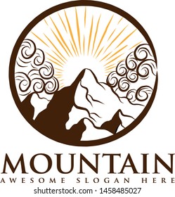 mountain logos with various shapes and variations